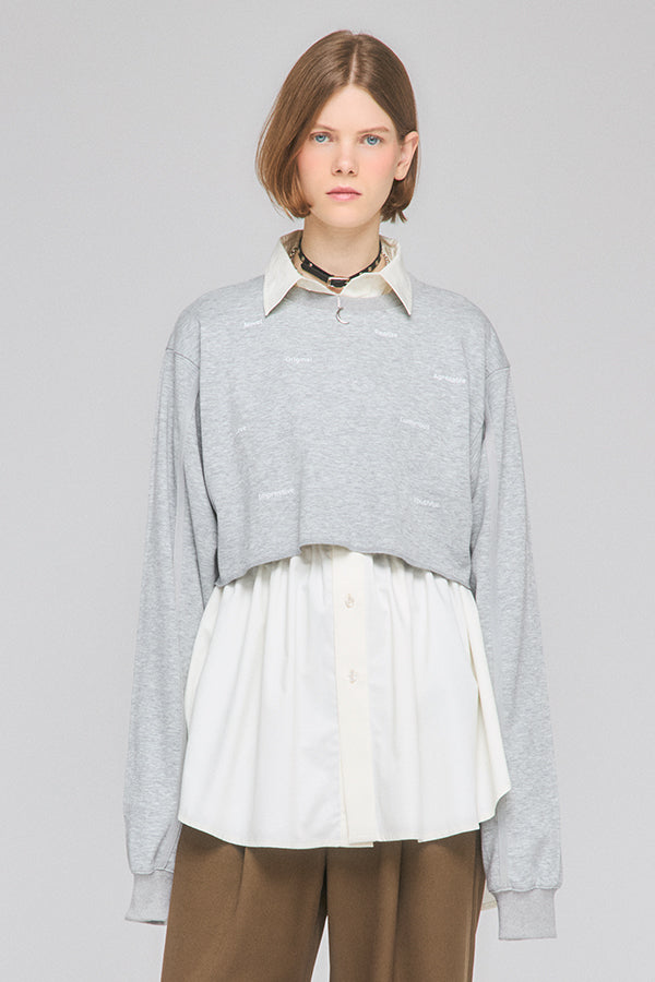 【Nora Lily】「elle」Boxy Logo Sweat Top-Heather Grey-225580155-14F