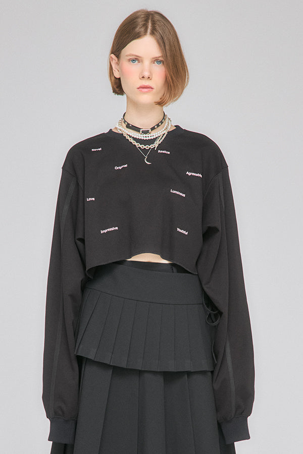 【Nora Lily】「elle」Boxy Logo Sweat Top-Black-225580155-19F