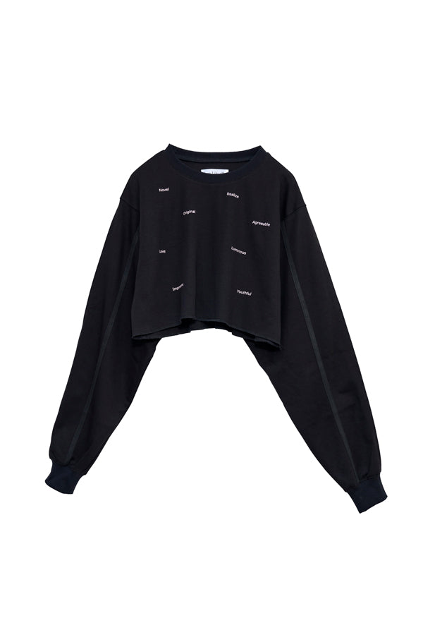 【Nora Lily】「elle」Boxy Logo Sweat Top-Black-225580155-19F