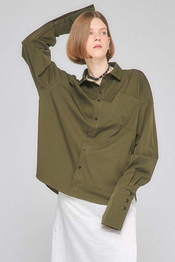 【Nora Lily】「elle」Back Balloon Shirts-Khaki-225580157-27F