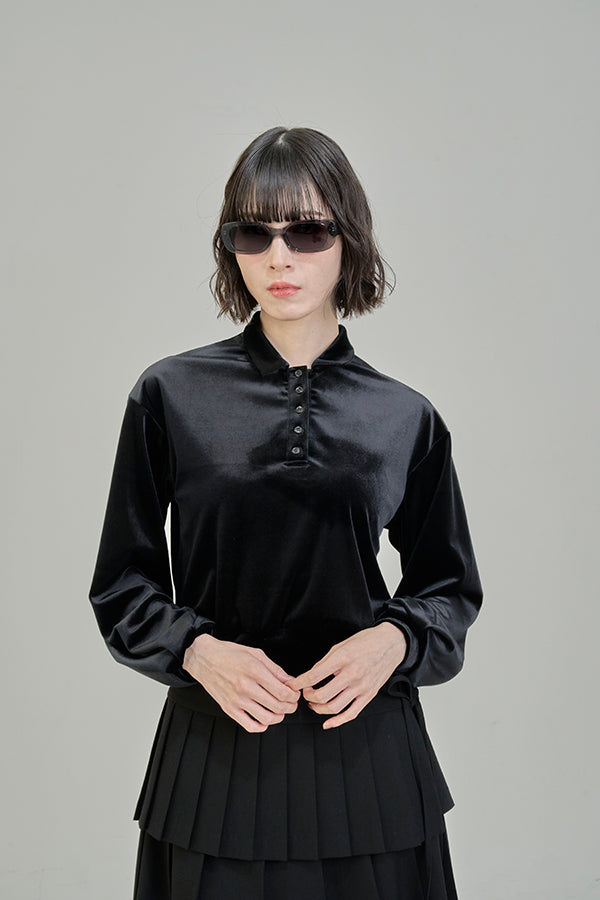 【Nora Lily】「elle」Velvet Polo-Black-225580158-19F