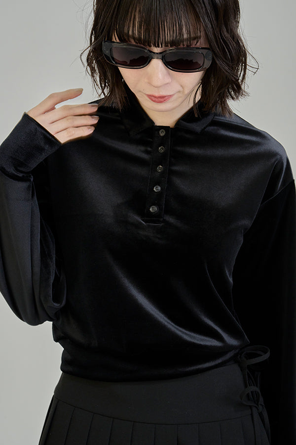 【Nora Lily】「elle」Velvet Polo-Black-225580158-19F