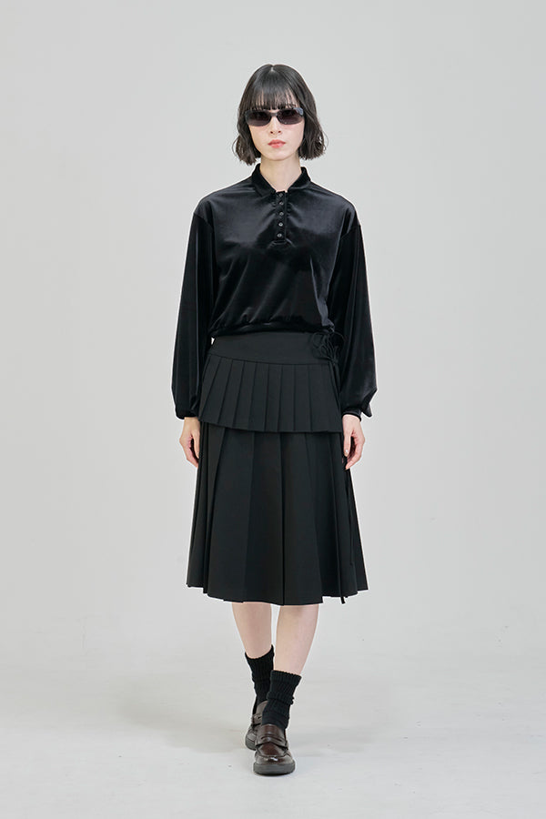 【Nora Lily】「elle」Velvet Polo-Black-225580158-19F
