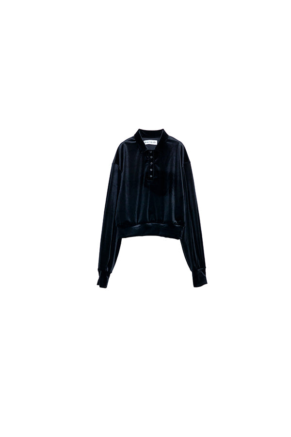 【Nora Lily】「elle」Velvet Polo-Black-225580158-19F