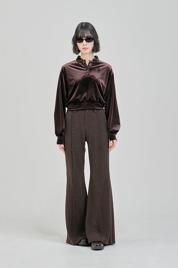 【Nora Lily】「elle」Velvet Polo-Dark Brown-225580158-45F