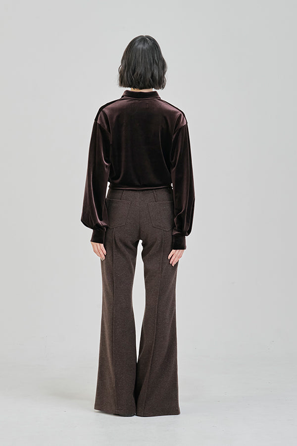 【Nora Lily】「elle」Velvet Polo-Dark Brown-225580158-45F