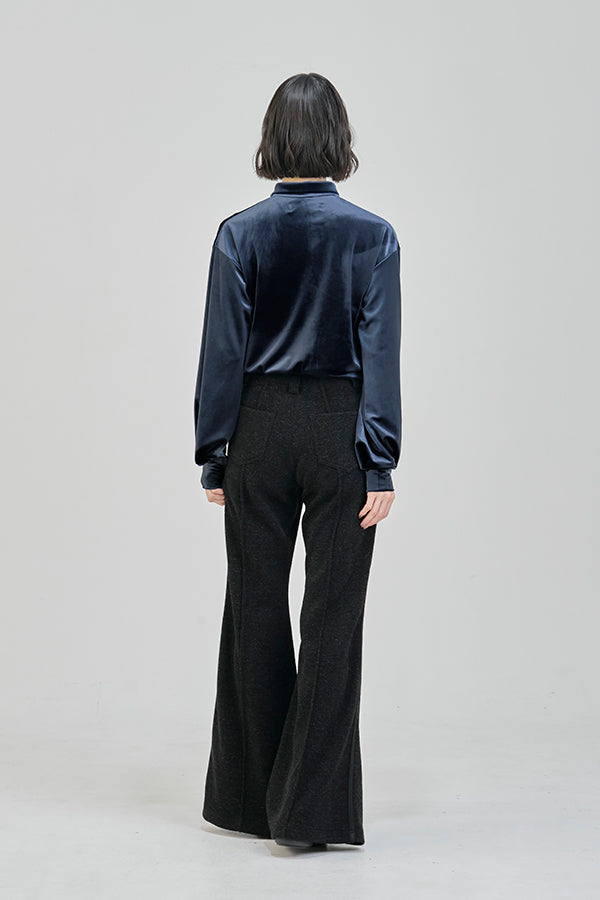 【Nora Lily】「elle」Velvet Polo-Blue-225580158-92F