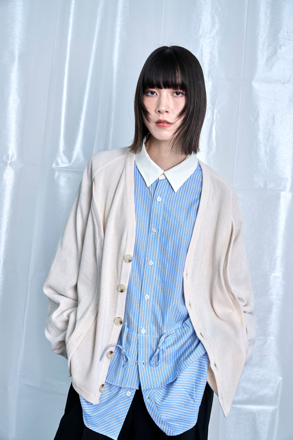 【Nora Lily】Switching Design Cardigan-Ivory Solid-225580159-04F