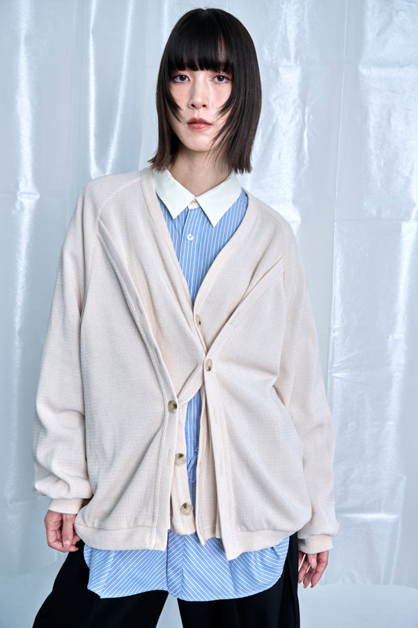【Nora Lily】Switching Design Cardigan-Ivory Solid-225580159-04F