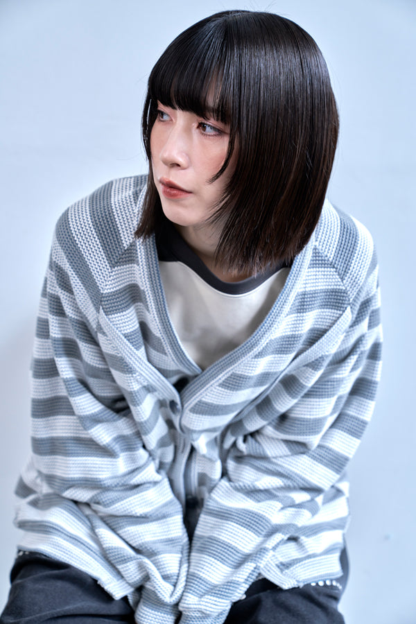 【Nora Lily】Switching Design Cardigan-Light Grey Border-225580159-12F