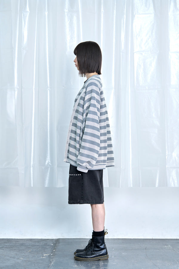 【Nora Lily】Switching Design Cardigan-Light Grey Border-225580159-12F