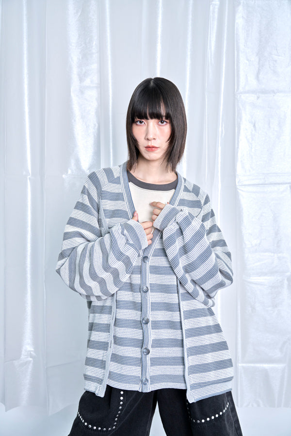 【Nora Lily】Switching Design Cardigan-Light Grey Border-225580159-12F
