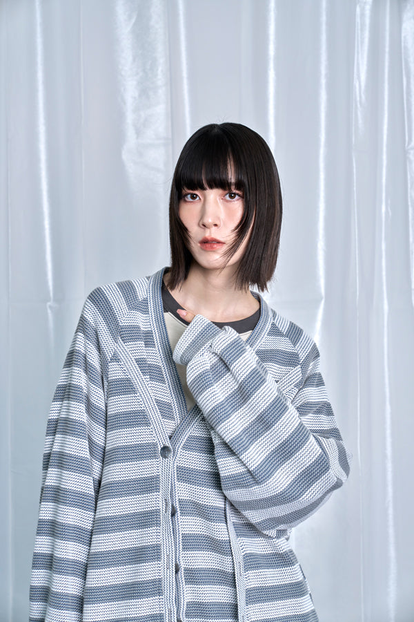 【Nora Lily】Switching Design Cardigan-Light Grey Border-225580159-12F