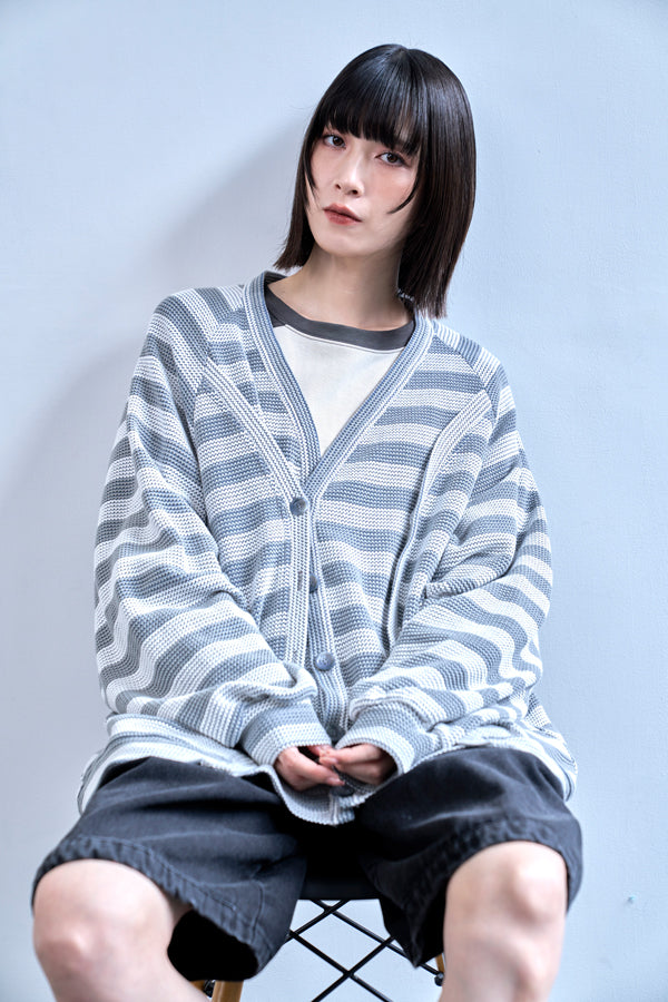 【Nora Lily】Switching Design Cardigan-Light Grey Border-225580159-12F