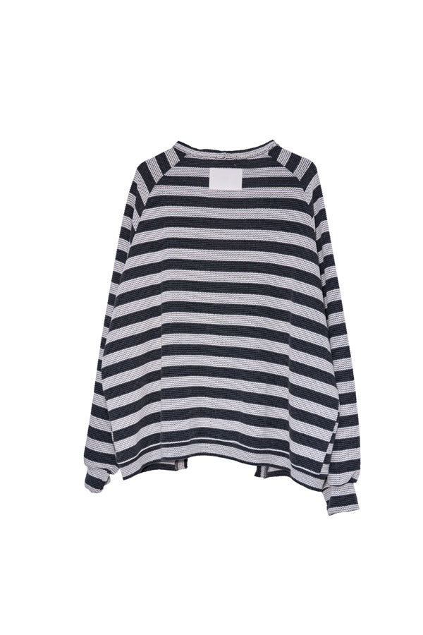 【Nora Lily】Switching Design Cardigan-Charcoal Gray Border-225580159-18F