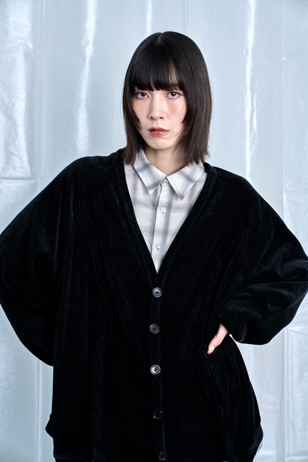 【Nora Lily】Switching Design Cardigan-Black Solid-225580159-19F