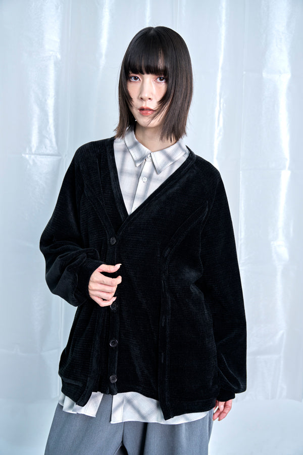 【Nora Lily】Switching Design Cardigan-Black Solid-225580159-19F