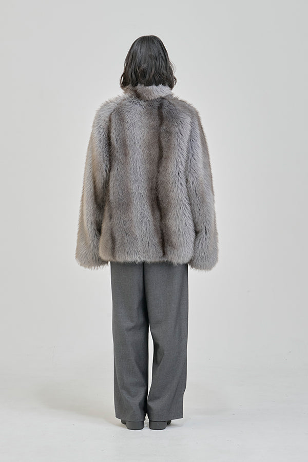 【Nora Lily】「elle」Mottled pattern Fake Fur Blouson-Grey-225742110-12F