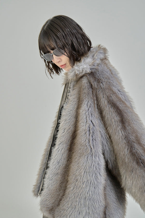 【Nora Lily】「elle」Mottled pattern Fake Fur Blouson-Grey-225742110-12F