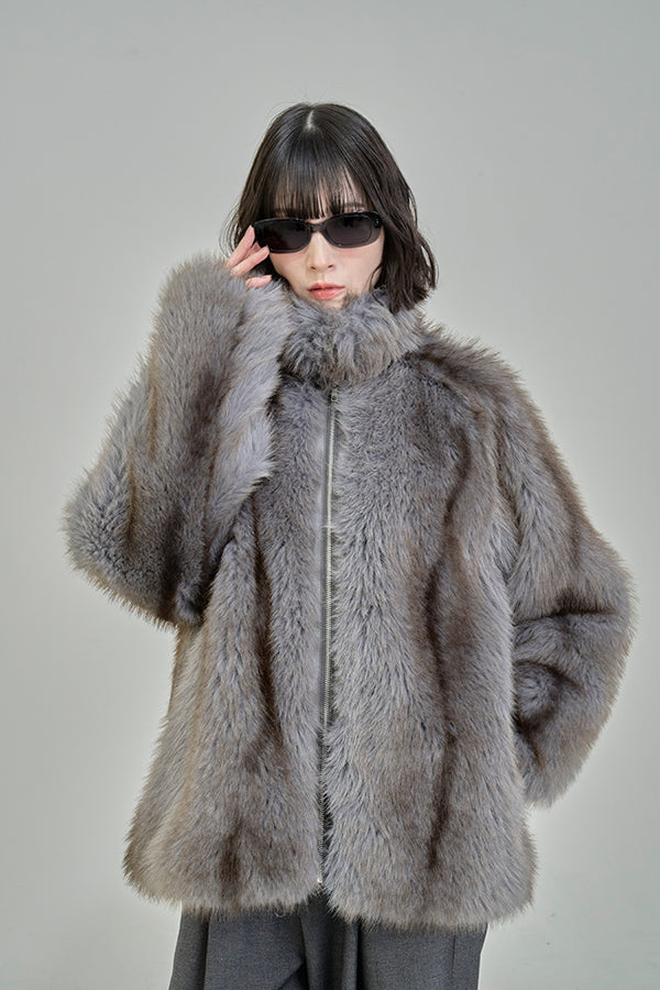 【Nora Lily】「elle」Mottled pattern Fake Fur Blouson-Grey-225742110-12F