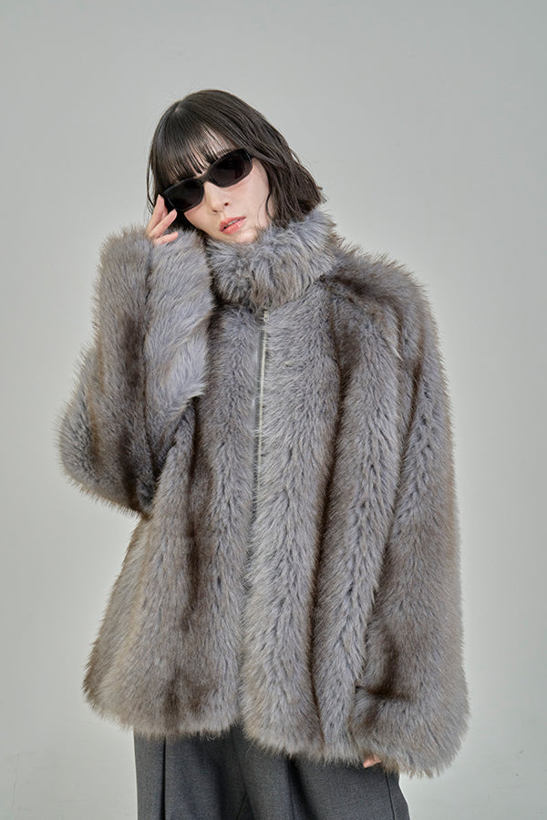 【Nora Lily】「elle」Mottled pattern Fake Fur Blouson-Grey-225742110-12F