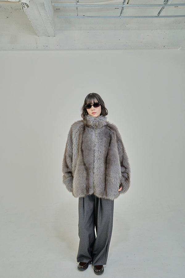 【Nora Lily】「elle」Mottled pattern Fake Fur Blouson-Grey-225742110-12F