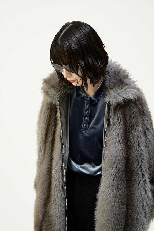 【Nora Lily】「elle」Mottled pattern Fake Fur Blouson-Grey-225742110-12F