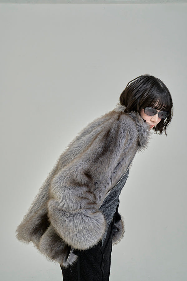 【Nora Lily】「elle」Mottled pattern Fake Fur Blouson-Grey-225742110-12F