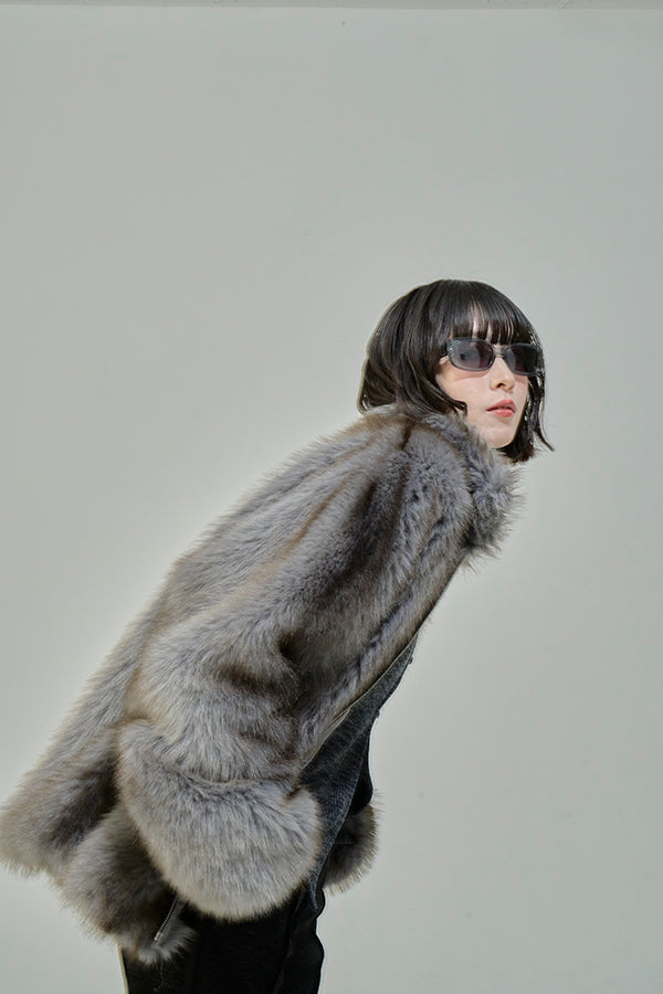 【Nora Lily】「elle」Mottled pattern Fake Fur Blouson-Grey-225742110-12F