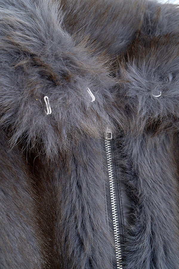 【Nora Lily】「elle」Mottled pattern Fake Fur Blouson-Grey-225742110-12F