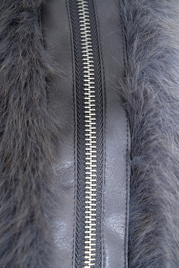 【Nora Lily】「elle」Mottled pattern Fake Fur Blouson-Grey-225742110-12F