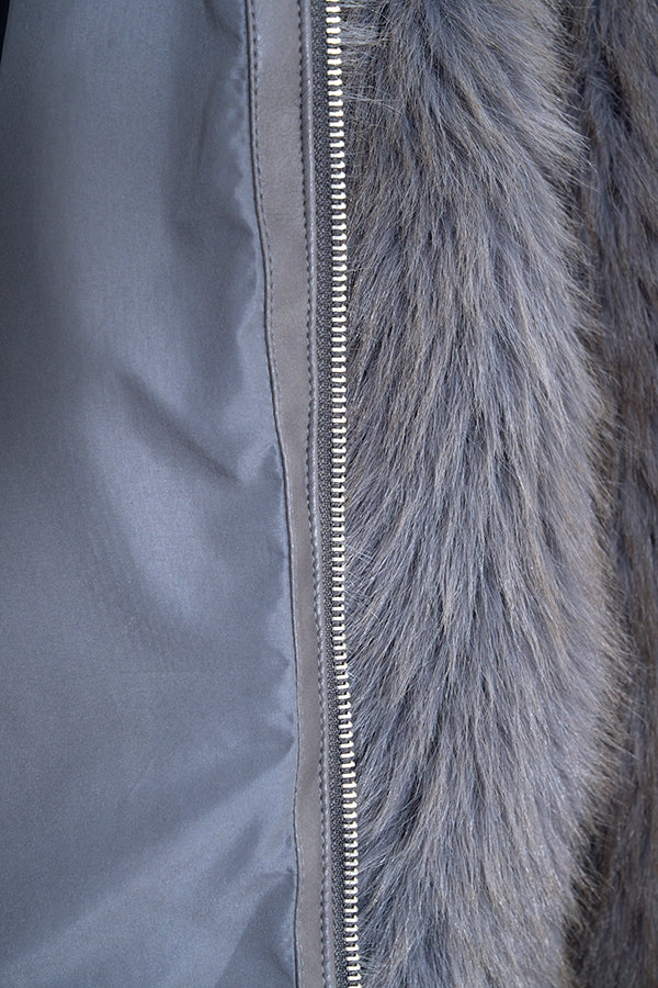 【Nora Lily】「elle」Mottled pattern Fake Fur Blouson-Grey-225742110-12F