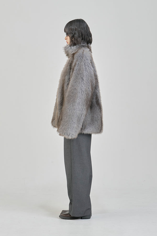 【Nora Lily】「elle」Mottled pattern Fake Fur Blouson-Grey-225742110-12F
