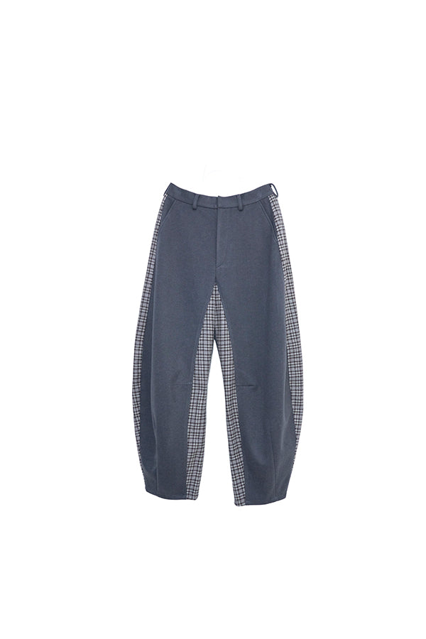 【Nora Lily】Switching Wide Leg Barrel Pants-Grey x grey check-225760111-13F