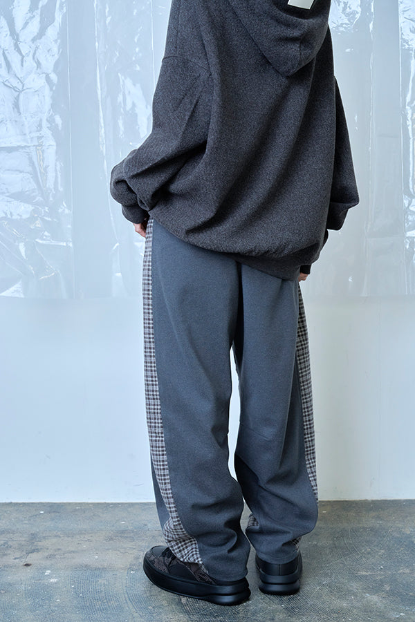【Nora Lily】Switching Wide Leg Barrel Pants-Grey x grey check-225760111-13F