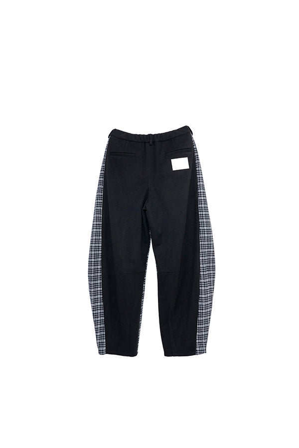 【Nora Lily】Switching Wide Leg Barrel Pants-Black x black check-225760111-19F