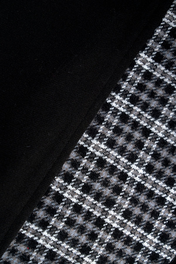 【Nora Lily】Switching Wide Leg Barrel Pants-Black x black check-225760111-19F