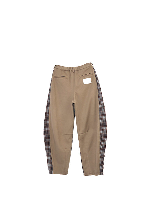 【Nora Lily】Switching Wide Leg Barrel Pants-Beige x khaki check-225760111-52F