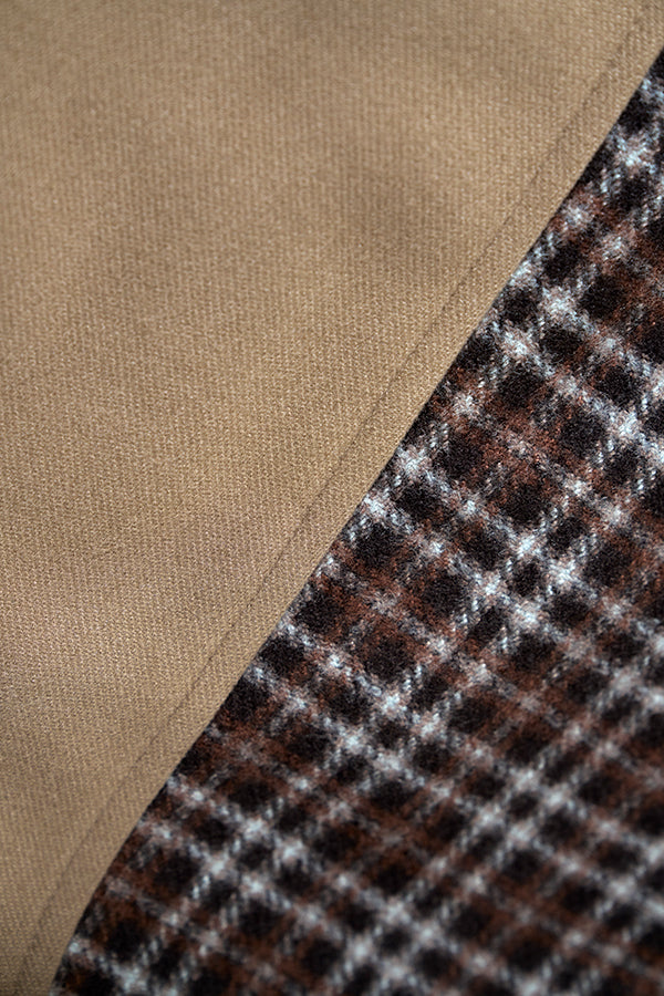 【Nora Lily】Switching Wide Leg Barrel Pants-Beige x khaki check-225760111-52F