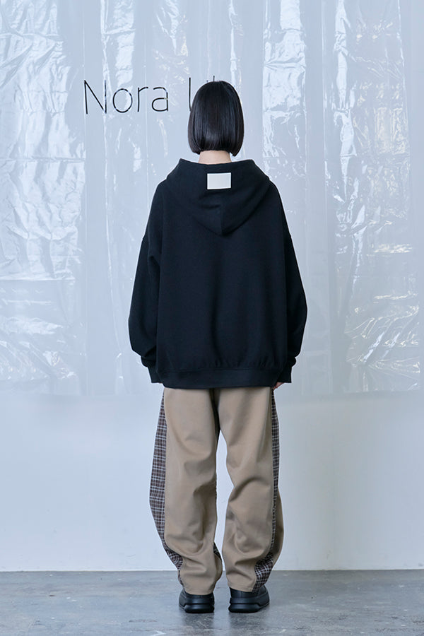 【Nora Lily】Switching Wide Leg Barrel Pants-Beige x khaki check-225760111-52F