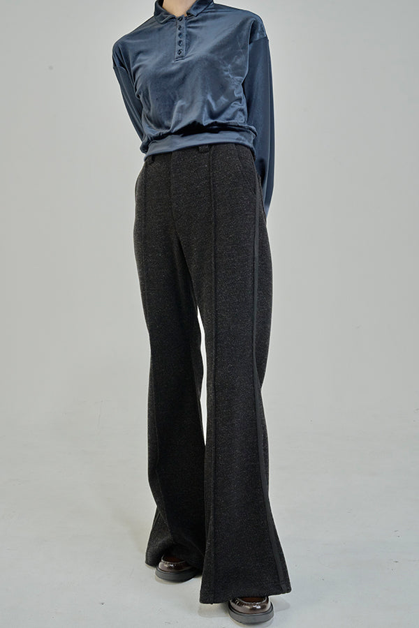 【Nora Lily】「elle」Lib Knit Line Bell Bottom-Black-225760112-19F