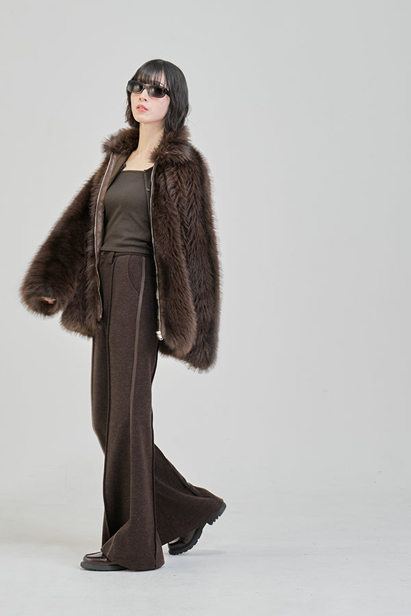 【Nora Lily】「elle」Lib Knit Line Bell Bottom-Brown-225760112-42F