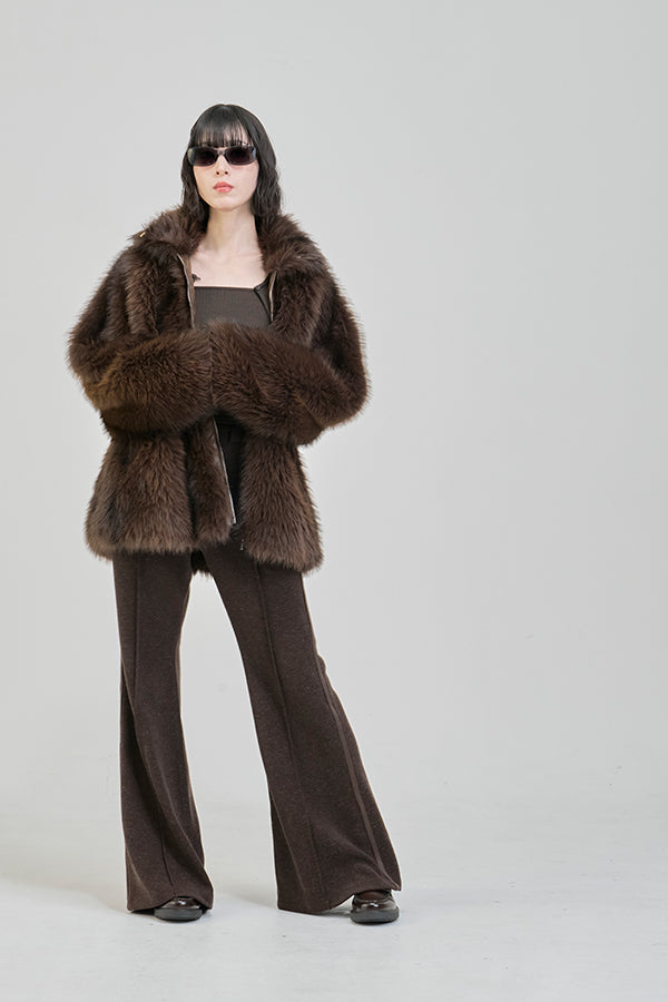 【Nora Lily】「elle」Lib Knit Line Bell Bottom-Brown-225760112-42F