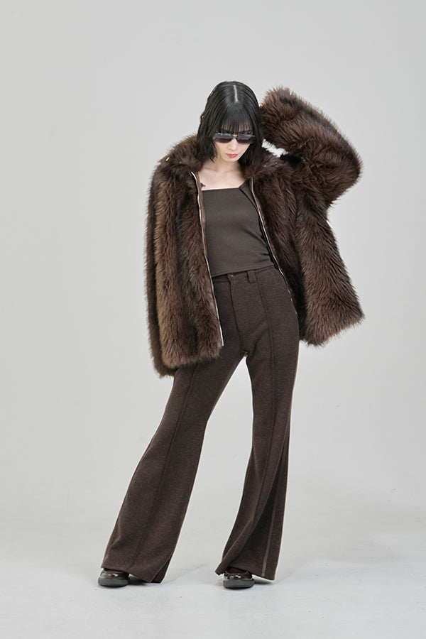 【Nora Lily】「elle」Lib Knit Line Bell Bottom-Brown-225760112-42F