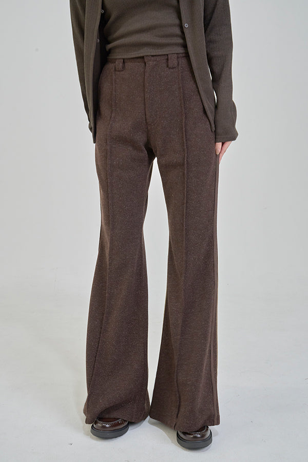 【Nora Lily】「elle」Lib Knit Line Bell Bottom-Brown-225760112-42F