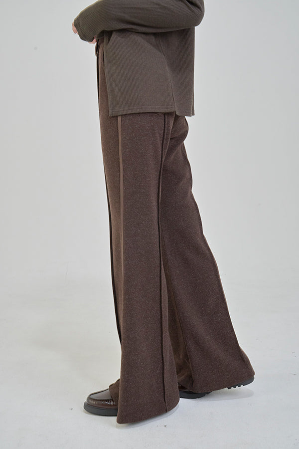 【Nora Lily】「elle」Lib Knit Line Bell Bottom-Brown-225760112-42F