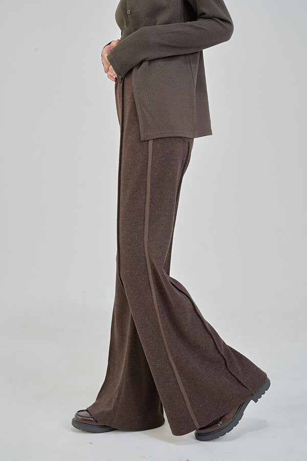 【Nora Lily】「elle」Lib Knit Line Bell Bottom-Brown-225760112-42F