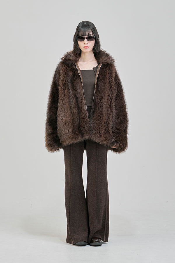 【Nora Lily】「elle」Lib Knit Line Bell Bottom-Brown-225760112-42F