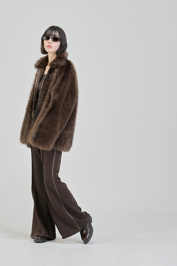 【Nora Lily】「elle」Lib Knit Line Bell Bottom-Brown-225760112-42F