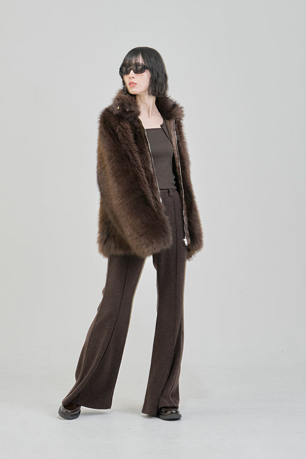 【Nora Lily】「elle」Lib Knit Line Bell Bottom-Brown-225760112-42F